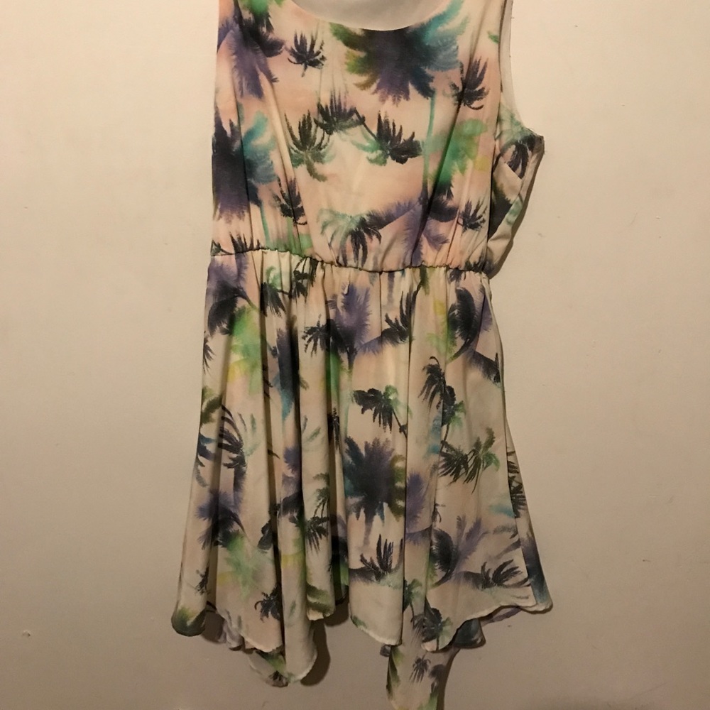 Tropical Summer Dress with Asymmetrical Hem